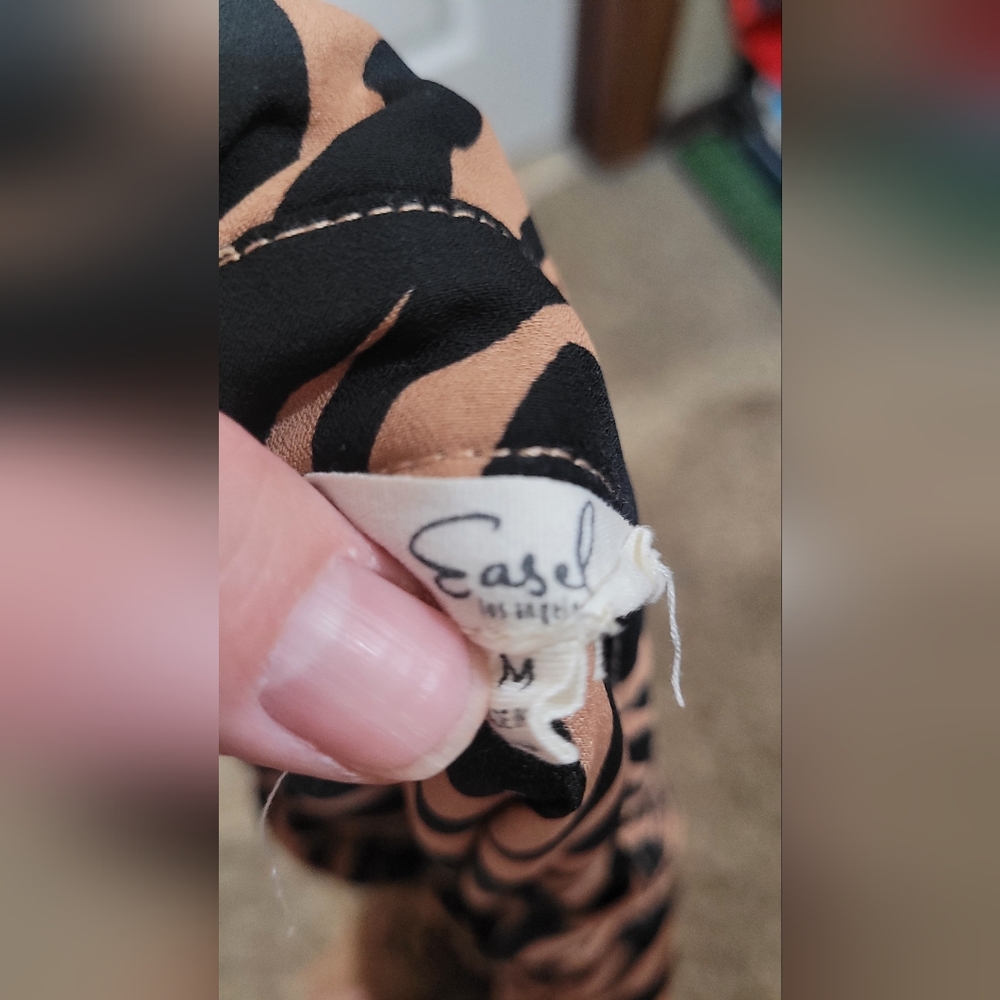 EASEL Womens Black & Tan Zebra Print Shirt Dress - Picture 2 of 3